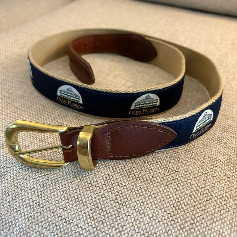 Olde Florida Golf Club Naples - Ribbon Belt YRI Designs Size 36 Preppy Golf